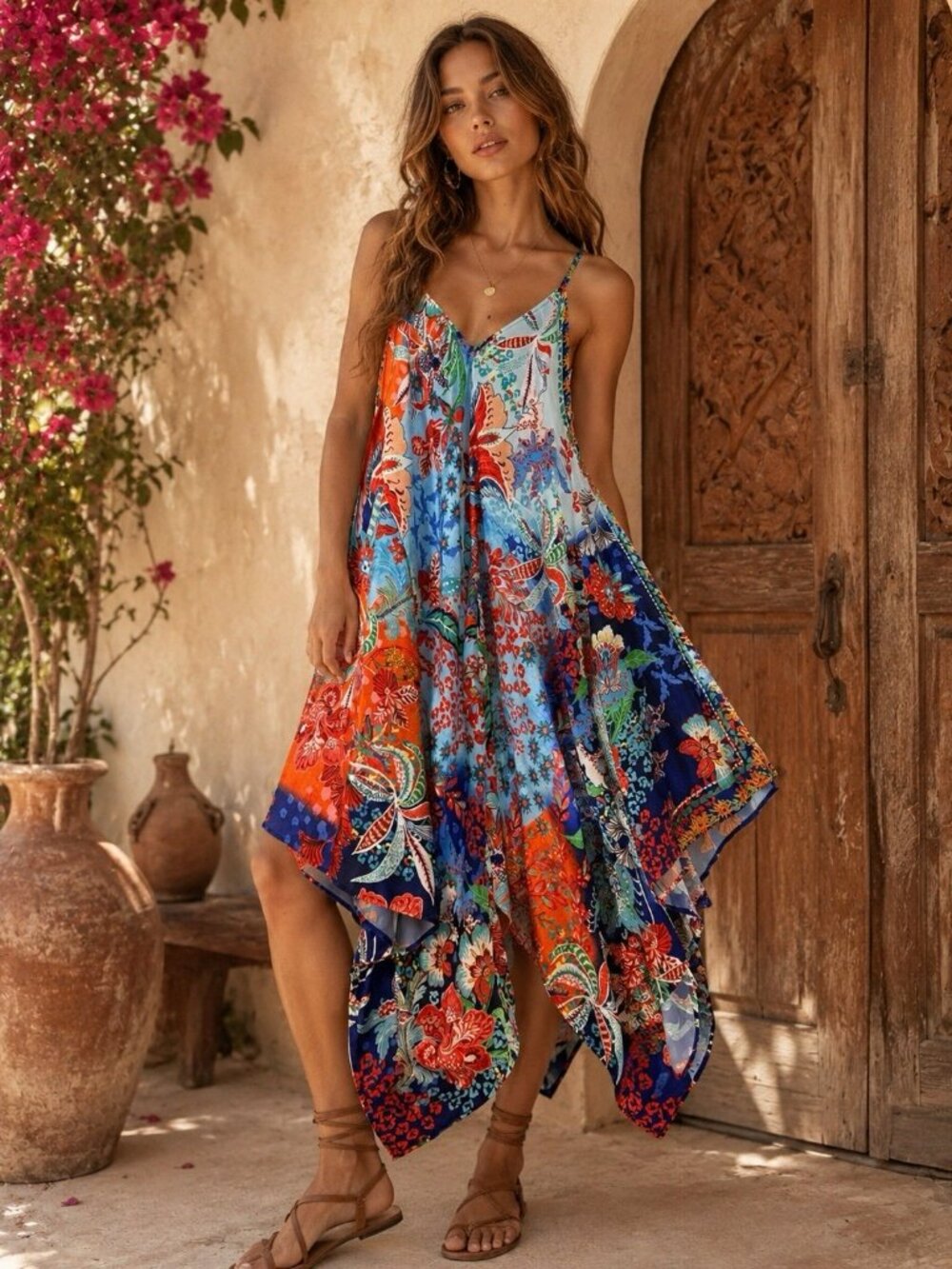 Love Kyla Anthropologie S Boho Handkerchief Hem Dress  Floral Festival Vacay